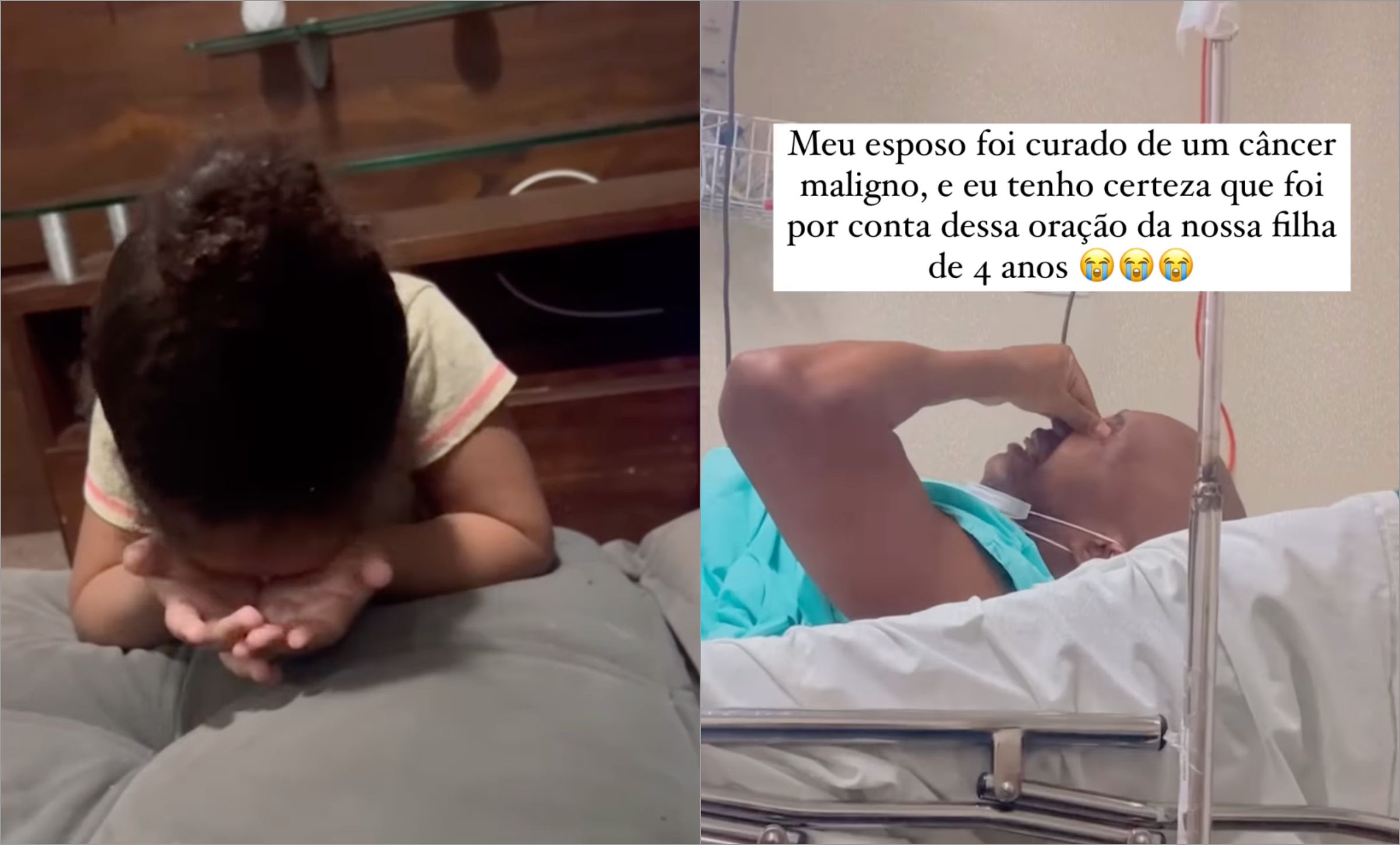 Vídeo: menina ora pedindo que Deus cure seu pai ou a leve junto; Câncer foi vencido