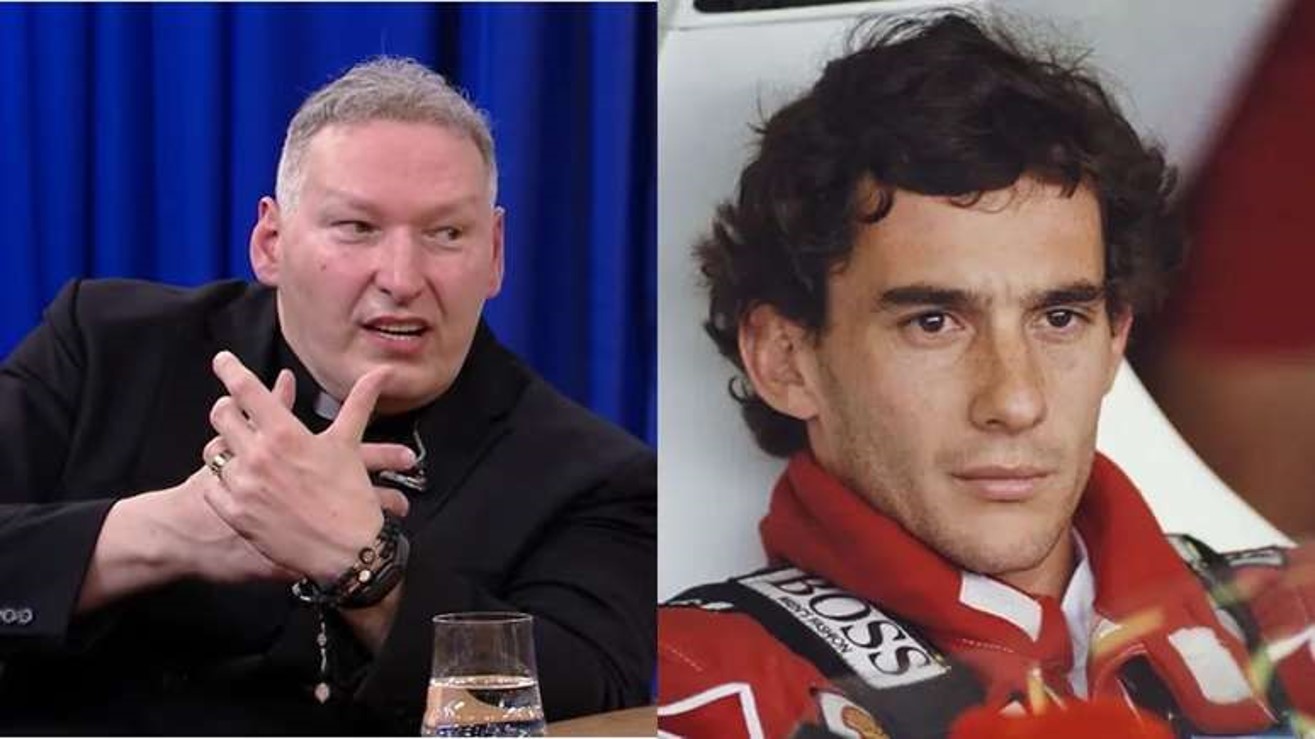 Padre Marcelo diz que foi tocado ao ver Ayrton Senna louvando a Deus: ‘Mexeu comigo’